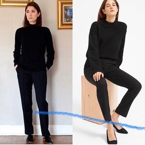 EVERLANE Wool High Rise Pleated Front Ankle Cropped Straight Slim Leg Trouser 00